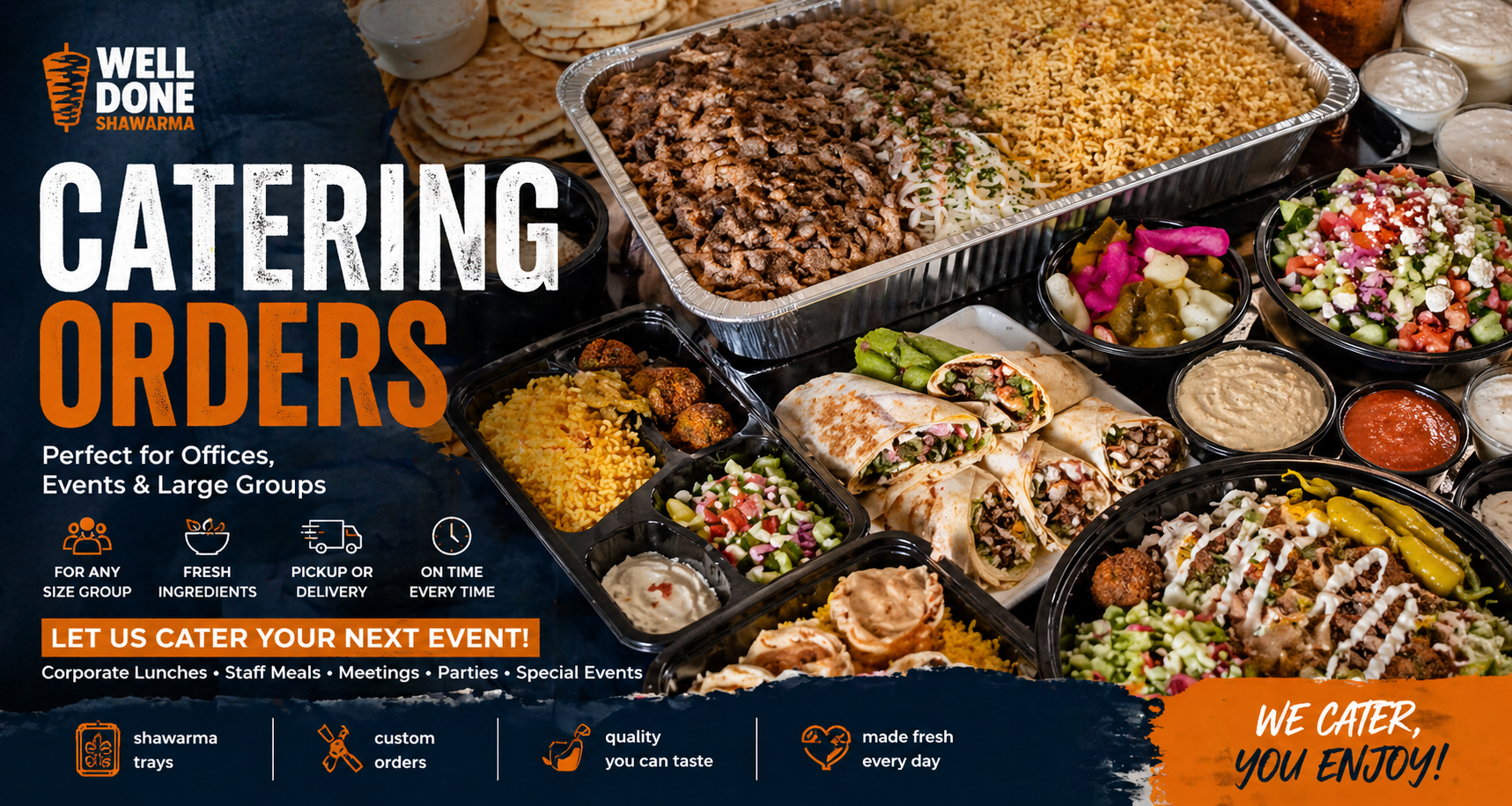 Well Done Shawarma catering orders banner